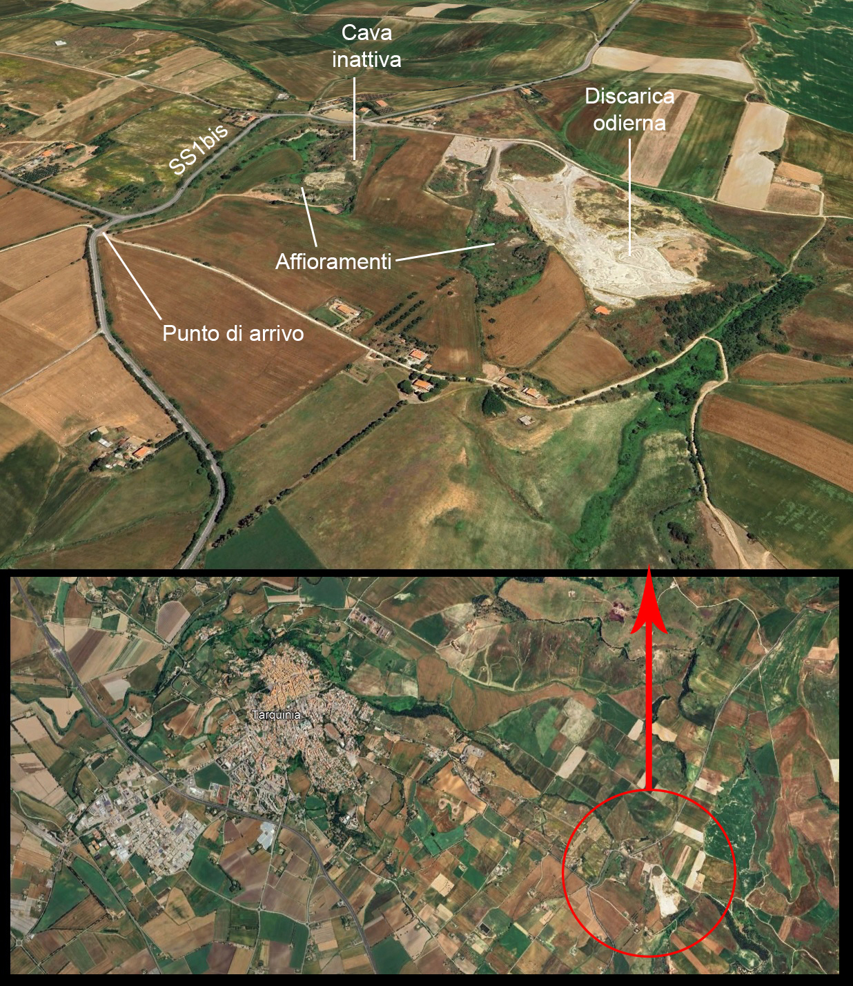 Mappa satellitare del sito descritto.